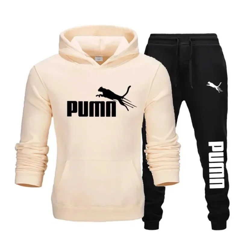 2025 New Autumn and Winter Men's Pullover Hoodie and Pants Two-Piece Set Fashionable Trendy Fitness Casual Sportswear