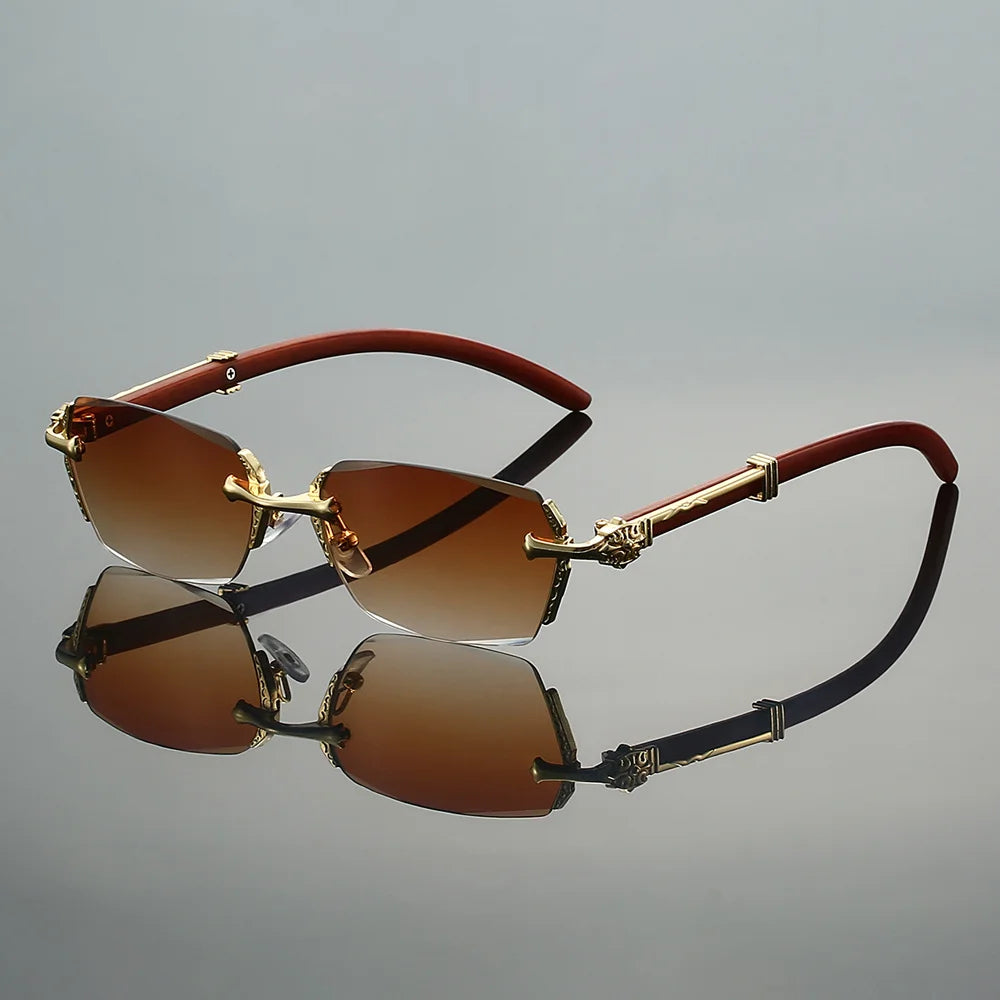 KAMMPT Semi-rimless Rectangle Sunglasses Men 2026 New Gradient Multi-color Shades Women Trendy Luxury Brand Design Sun GlassesJ
