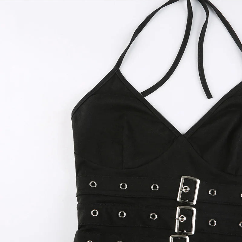 y2k Bandage Crop Top Black Backless  Top Lace Up Cute Party Beach Summer Sweats Women Retro Basic Mini Vest Punk