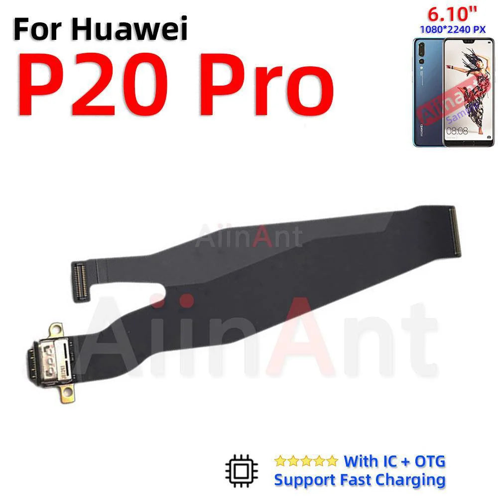 Aiinant USB Charger Dock Mic Connector Port Charging Board Flex Cable For Huawei P20 P30 Lite Plus Pro 2017 2018 Phone Parts