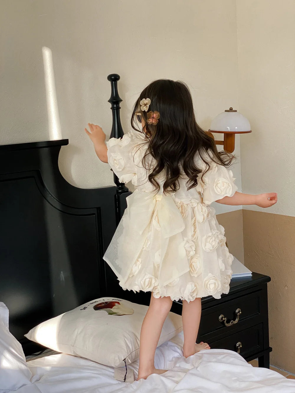 HoneyCherry Spring Summer Girls Short Sleeve Floral Princess Dresses Girl Baby Dresses Children's Birthday Dresses