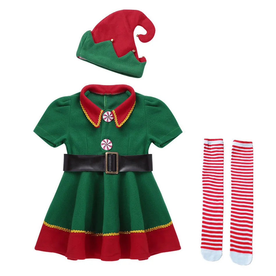 Baby Girl Clothes Pajamas Sets Boys Tops Set Child Christmas Gift Carnival Party Dress Kids Halloween Elf Cosplay Costumes Suit