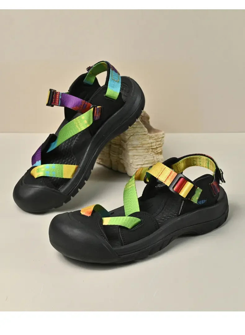 Summer New Handmade  Sandals Leisure Beach Shoes For womens  Outdoor Wading Shoes Man Breathable Casual Anti-collision Toe Flats