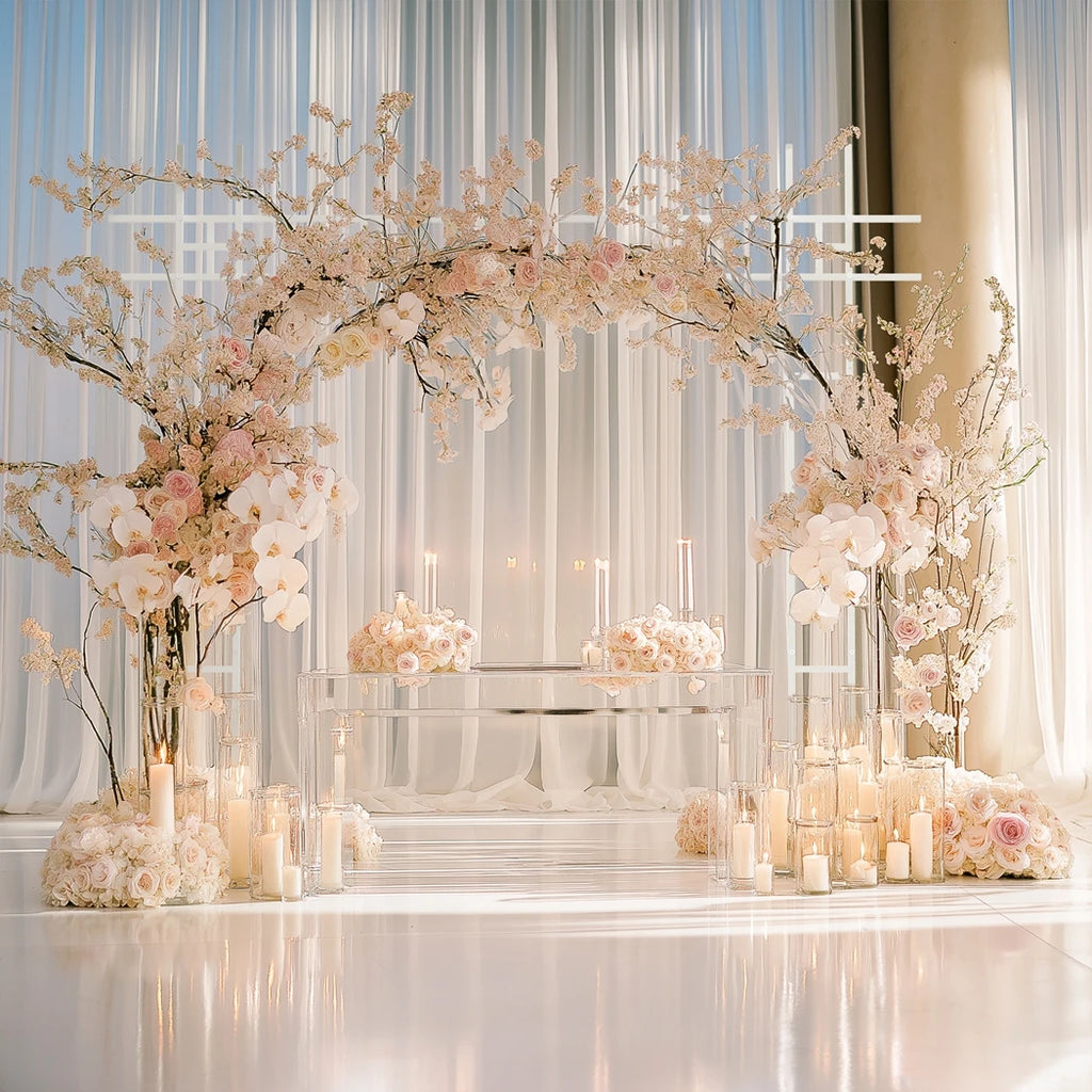 Square White Wedding Arch Metal Ceremony Party Floral Ballon Stand