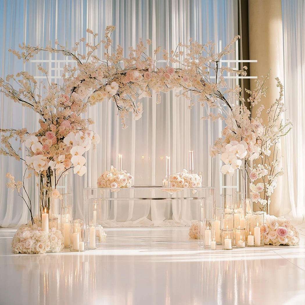 Square White Wedding Arch Metal Ceremony Party Floral Ballon Stand
