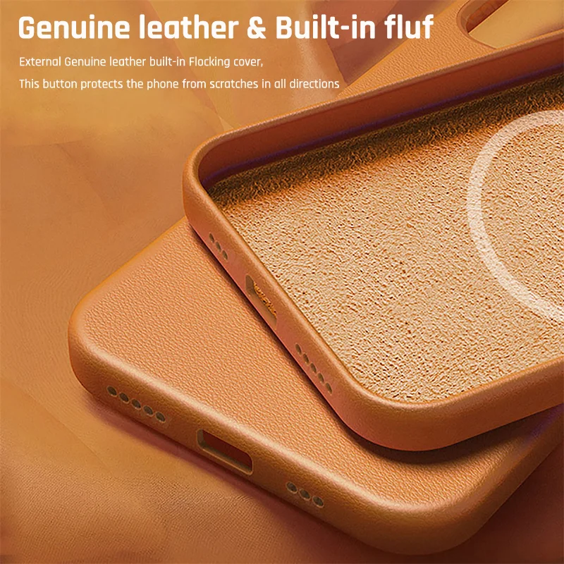 Luxury Leather Case For iPhone 15 14 13 Pro Max Plus Mini For Magsafe Magnetic Wireless Charging With Animation Phone Accessorie