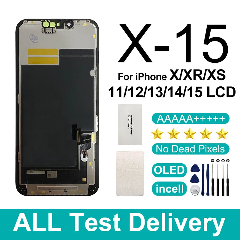 OLED LCD For iPhone X XR XS Max Display With 3D Touch Incell Screen For iPhone 11 12 13 Pro Max 14 Plus 15 Screen Replace Parts