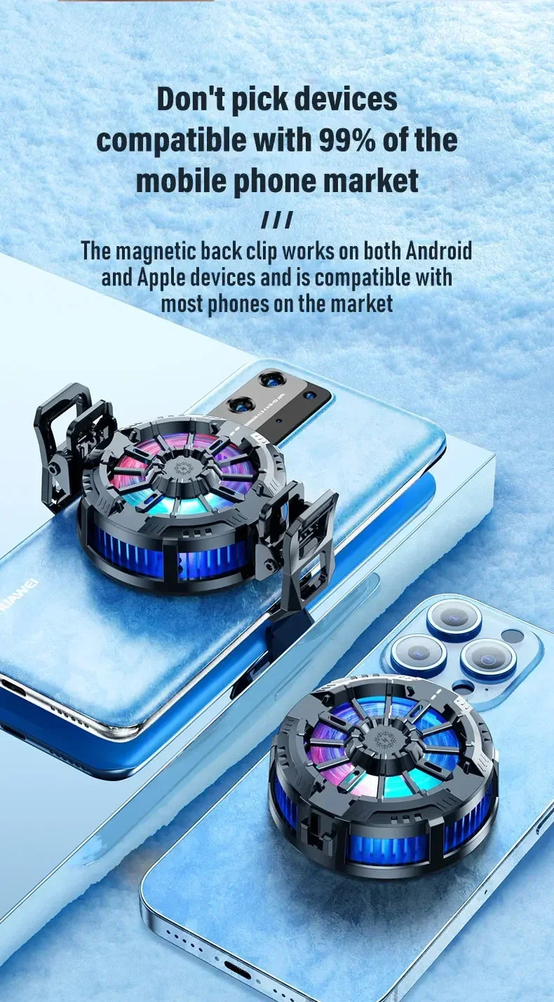 Cooling Magnetic Wireless Chargers Universal Mobile Phone Radiator Back Clip Fan for IPhone 17 16 15 13Pro Max Samsung Xiaomi