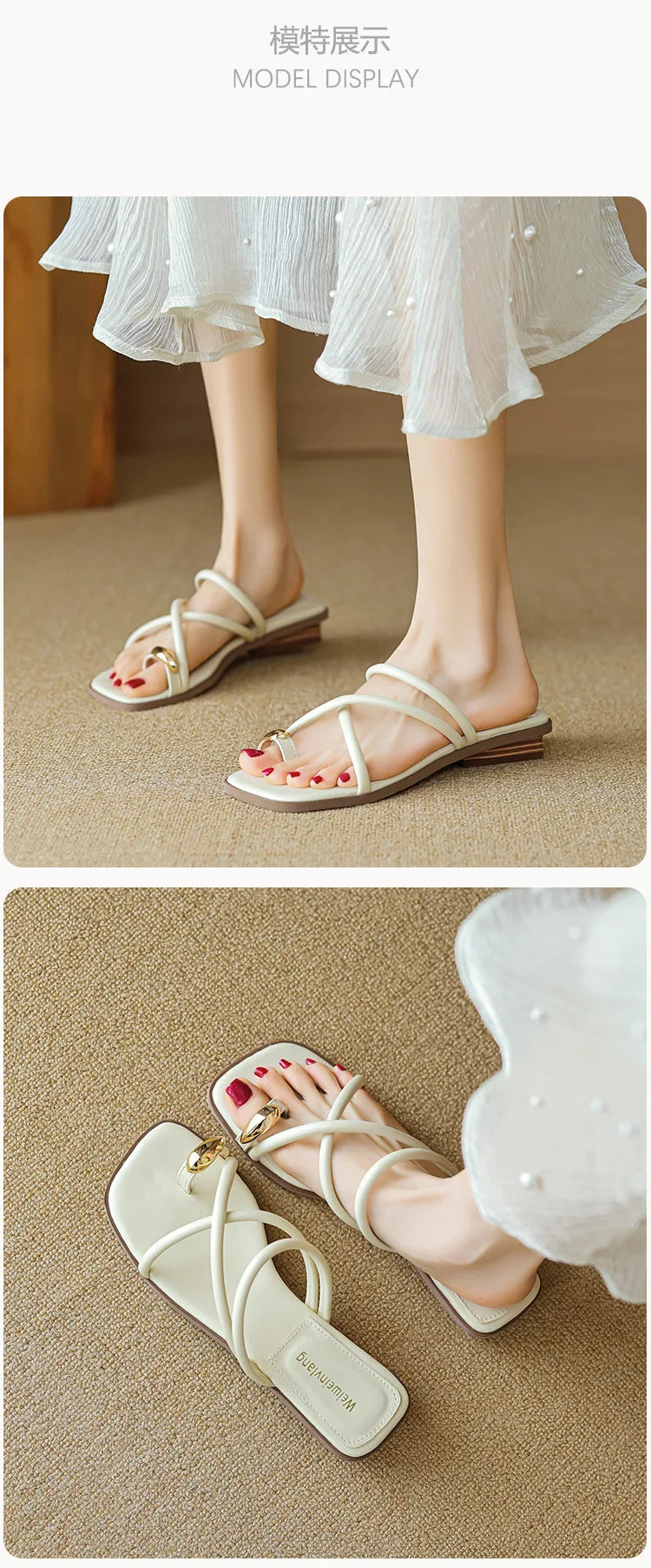 Women's summer sandals for outdoor wear2026New low-heeled women's slippers