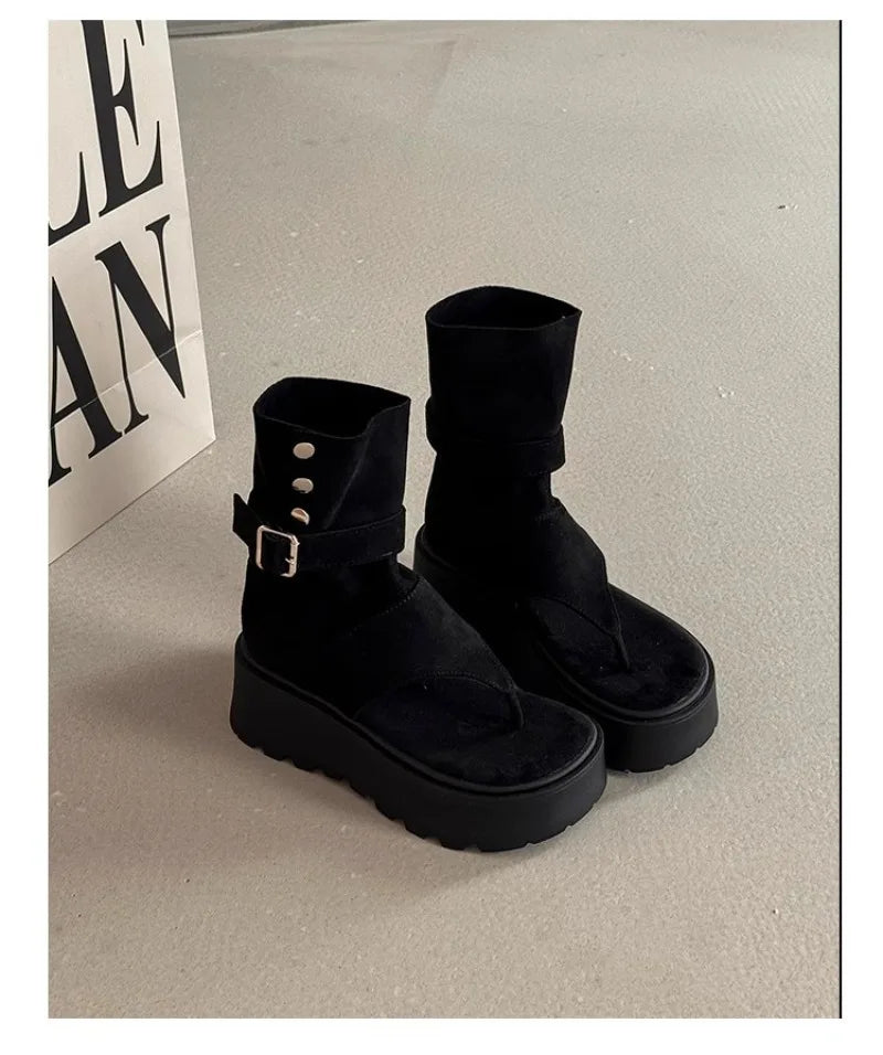 Women's Sandals Summer Fashion Bohemian Platform Sandals Hollow Out Ort Tube Pants Women Boots Retro Roman Boots Sandalias Mujer
