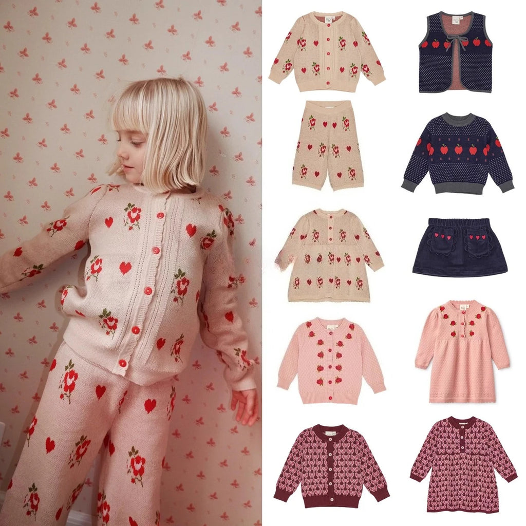 Knitted Sweater FL Brand Christmas Winter Baby Dresses Cardigan Toddler Girls Clothes Casual Dress Long Sleeve Tops and Pants