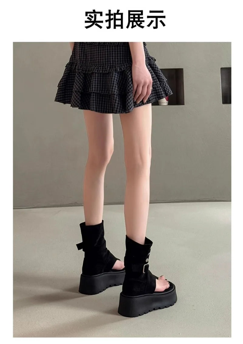 Women's Sandals Summer Fashion Bohemian Platform Sandals Hollow Out Ort Tube Pants Women Boots Retro Roman Boots Sandalias Mujer