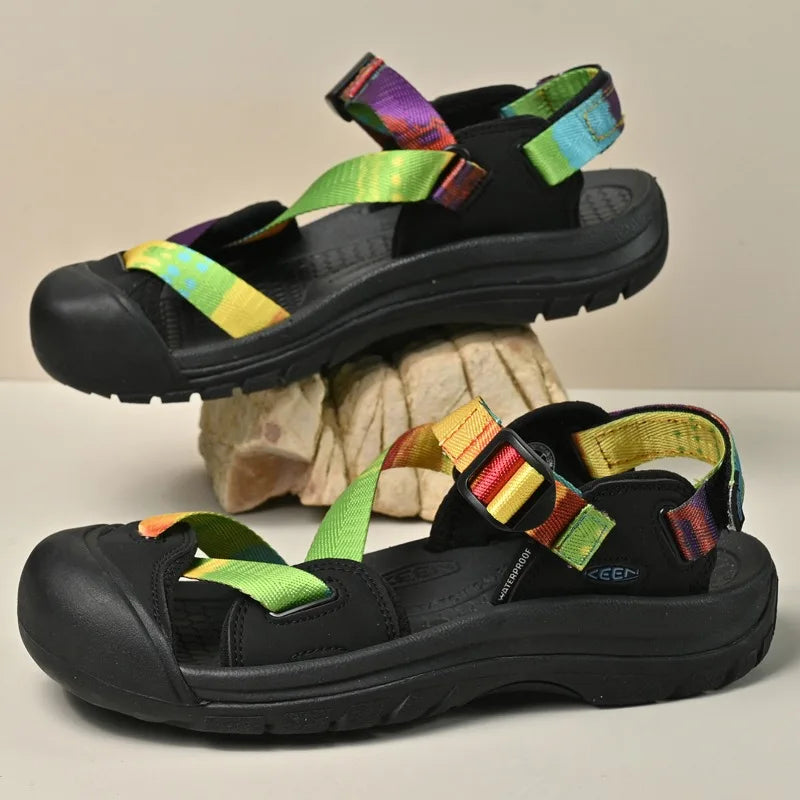 Summer New Handmade  Sandals Leisure Beach Shoes For womens  Outdoor Wading Shoes Man Breathable Casual Anti-collision Toe Flats