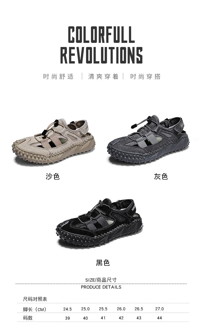 Summer Men Sandals Genuine Leather Mens Casual Shoes Outdoor Men Leather Sandals for Men Beach Shoes Roman mens Shoes