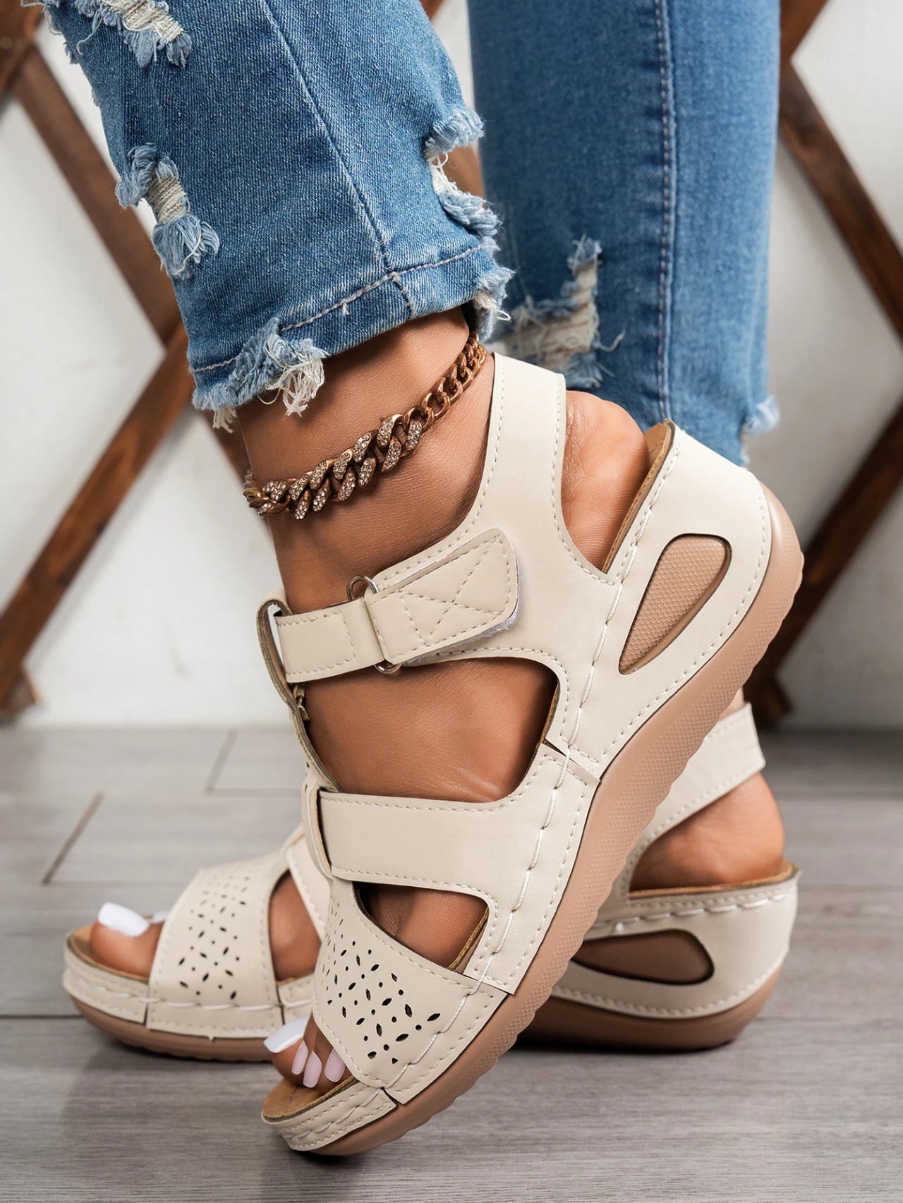 Summer Wedge Sandals for Women 2026 New Fashion Non Slip Beach Shoes Woman Lightweight Casual Platform Plus Size Sandals Women