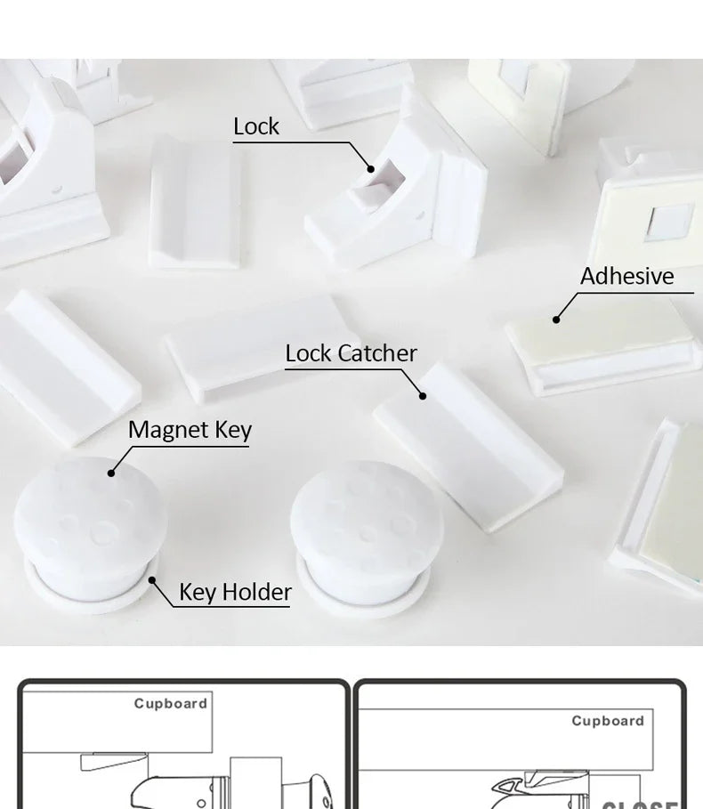 Baby Safety Lock Invisible Lock Kids Security Drawer Latch Cabinet Door Magnetic Child Safety Lock Limiter Children Protection