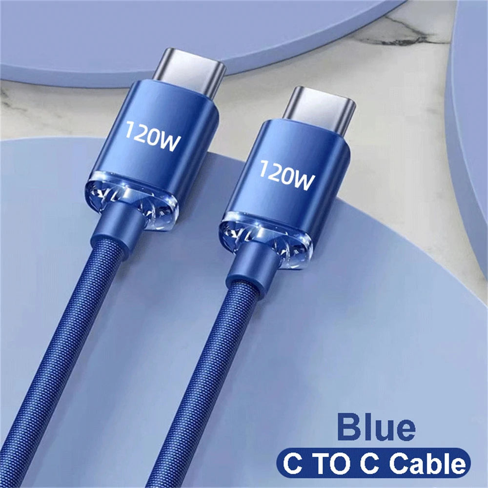 NNBILI USB C to Type C Cable PD 120W 6A Phone Charging Wire For iPhone 15 Xiaomi 14 Fast Charge USB A to USB C Quick Data Cord