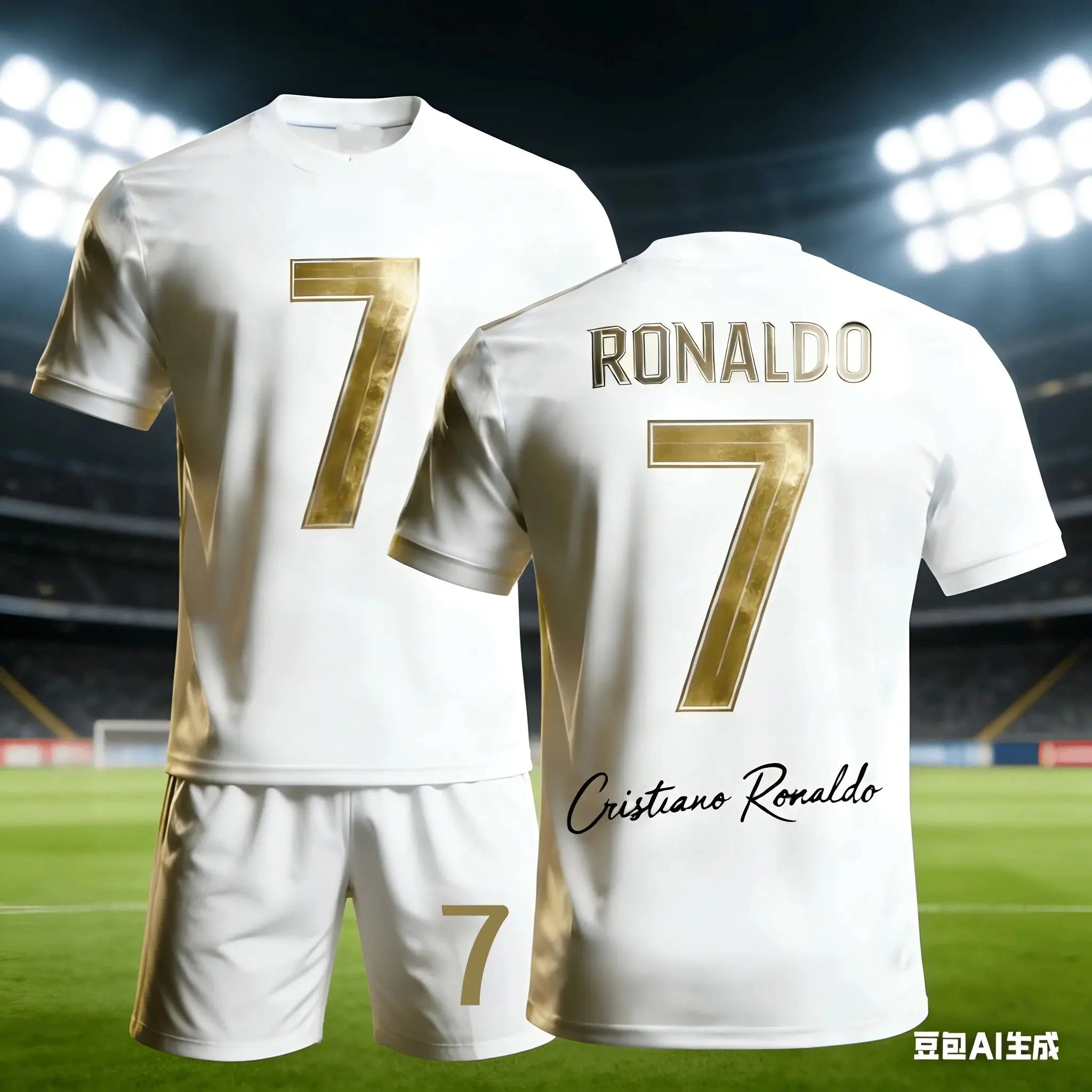 Ronaldo No.7 3D Jerseys for Men and Women Fan Commemorative Short Sleeved Shorts Summer Set Children's Birthday Gift Kids