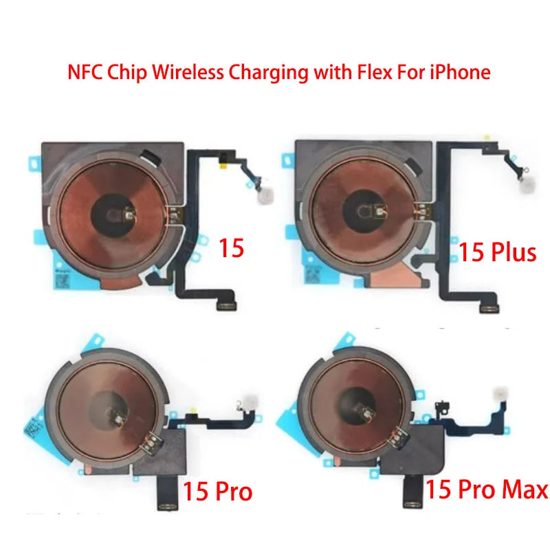 NFC Wireless Charging Coil Sticker With Flash light Flex Cable Replacement part For iPhone 15 Plus Pro Max