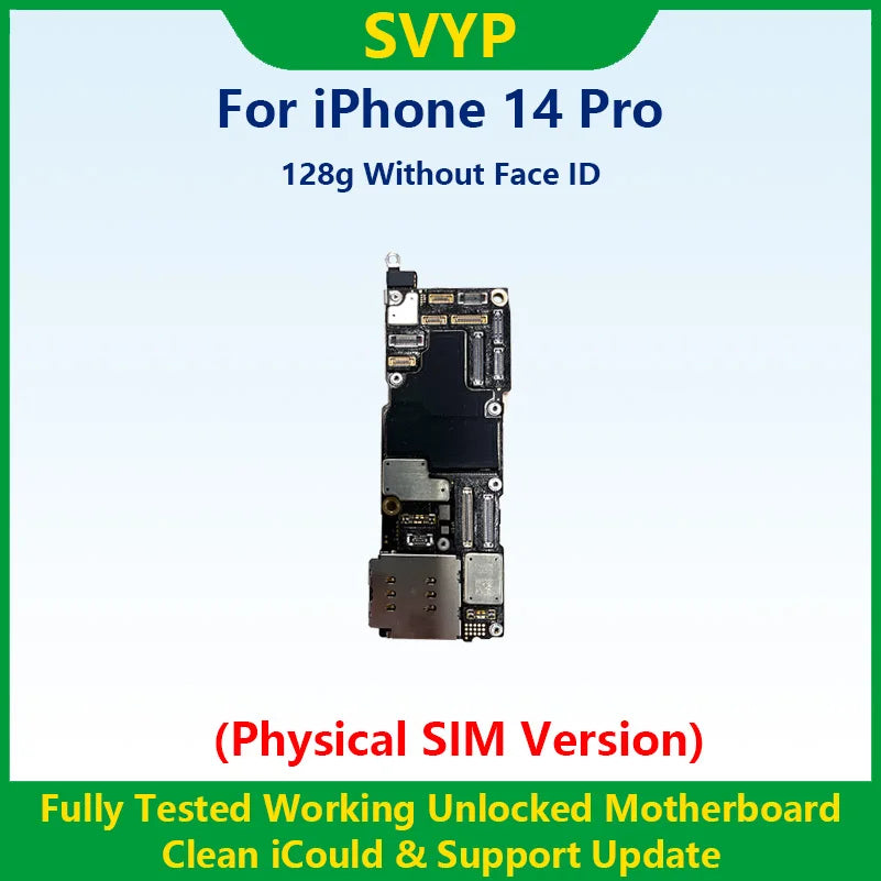 Fully Tested Authentic Mainboard For iPhone 14 Pro Max Unlocked Motherboard With Face ID Cleaned iCloud Physics SIM Version