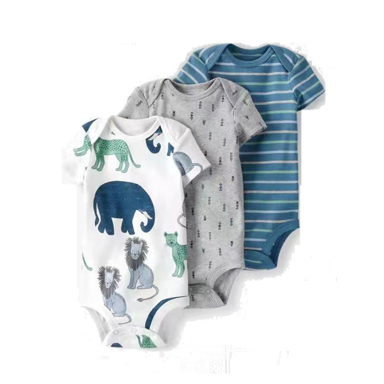 6m-24M Children's Clothing Summer New Baby Short Sleeved Romper 5pcs Cotton Jumpsuit Set Newborn Boy Clothes Bodysuit Ropa Bebe