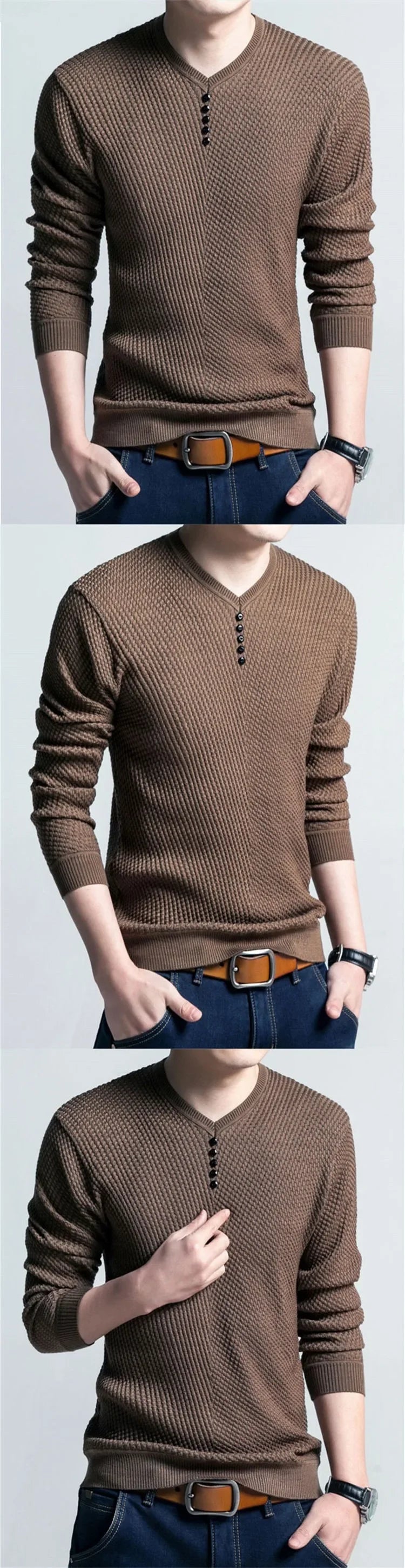 Spring Autumn Sweaters Pullover Men V Neck Men Sweater Casual Long Sleeve Brand Mens Slim Fit Knitted Sweaters Pullovers