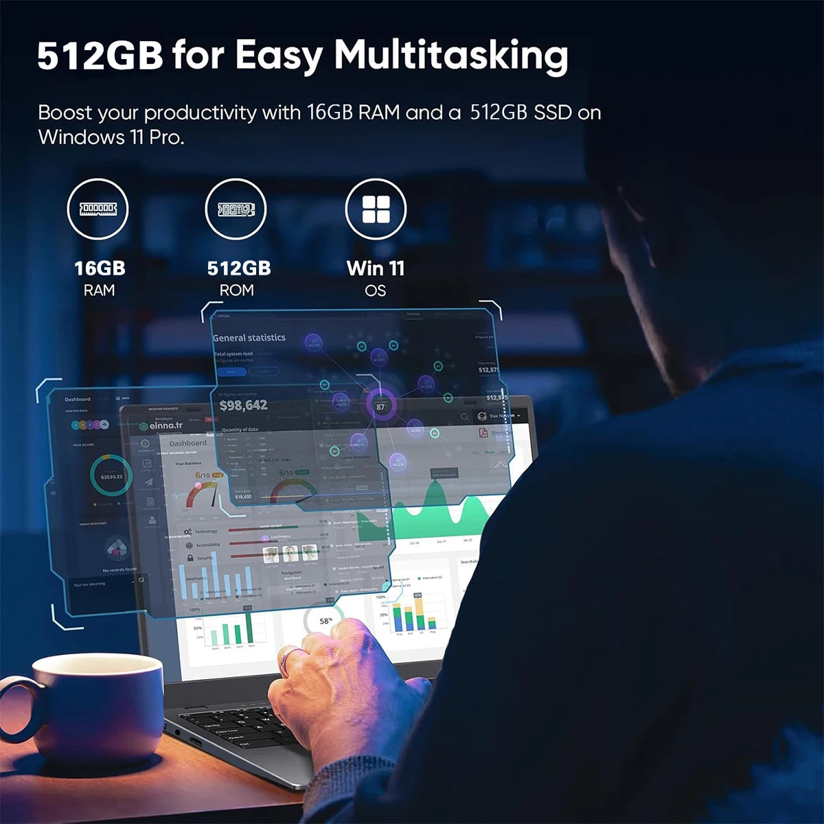 15.6" Laptop Windows 11 Core i9-10980HK Computer PC Gamer 16GB RAM Notebook Laptops Fingerprint Unlock Backlight Study Computer