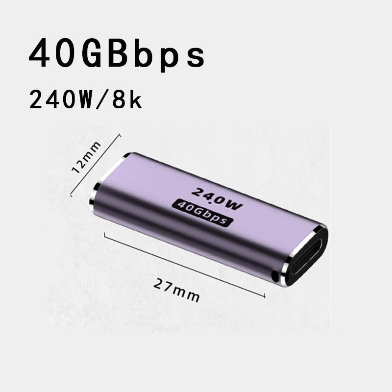USB4.0 40Gbps U-Shape Straight Angle 240W 5A USB C to Type C Fast Charging Converter USB C Data Adapter For Macbook 8K60HZ