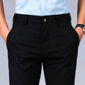 Linen Trousers for Men Straight Social Tailoring Business Fabric Anti-wrinkle Vintage Man Suits Pants Slacks Spring Clothes Up