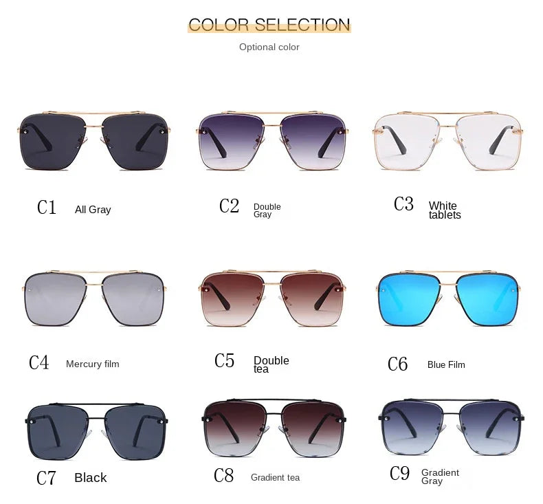 New Gradient Square Vintage Sunglasses For Men Women Luxury Sun Glasses Fashion Male Driving Fishing Eyewear UV400 Óculos De Sol