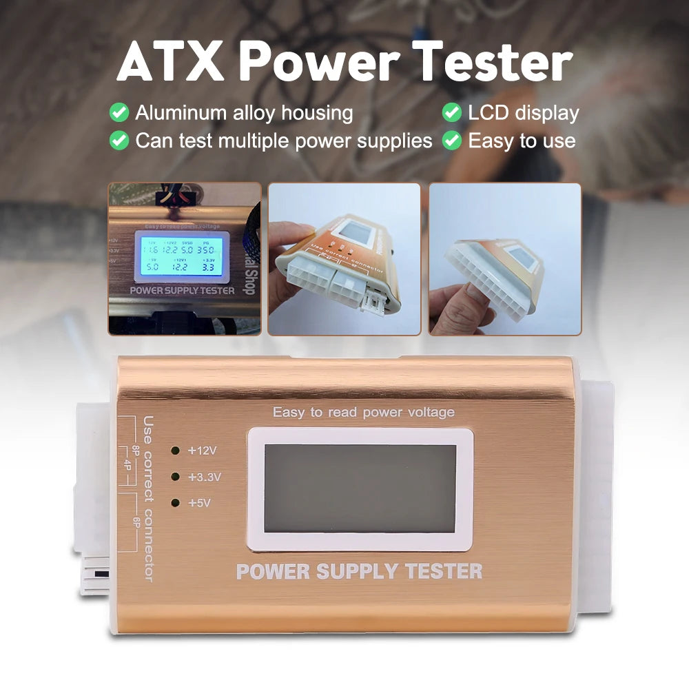 Digital LCD Display Power Supply Tester PC Computer Tester Checker ATX BTX ITX SATA HDD Interface Measuring Diagnostic Test Tool