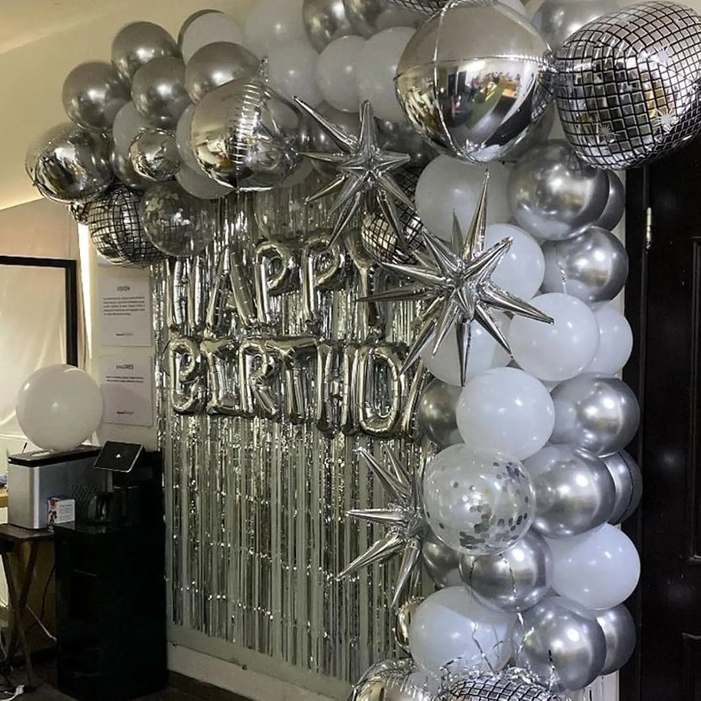 10/5Pcs Metal Silver Gold 4D Round Foil Balloon Mylar Balloons for Birthday Wedding New Year Baby Shower Party Decorations