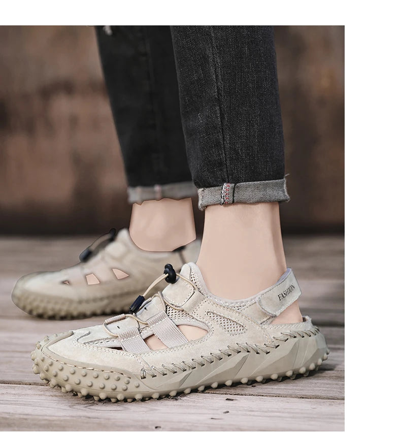 Summer Men Sandals Genuine Leather Mens Casual Shoes Outdoor Men Leather Sandals for Men Beach Shoes Roman mens Shoes