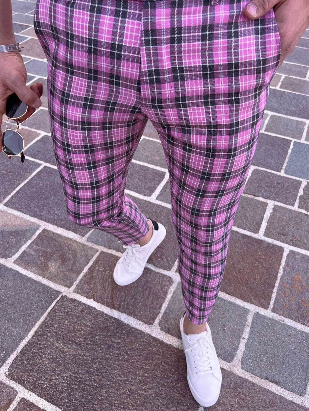 2026 Men's Plaid Print Suit Pants Fashion New Business Casual Trousers Streetwear Male Slim Fit Pencil Pants Pantalones Hombre