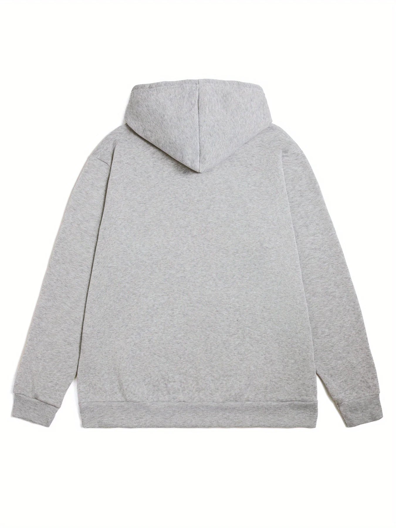 Minimalist Black Hooded Pullover, Casual Loose Sweatshirt with Front Pocket