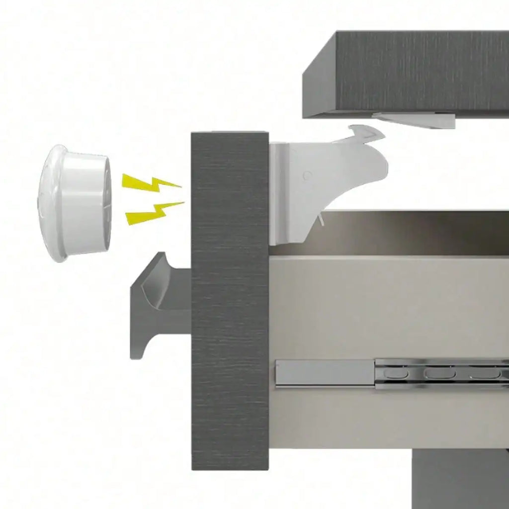 1 piece of non perforated magnetic cabinet lock is easy to install in seconds without the need for screws or drilling