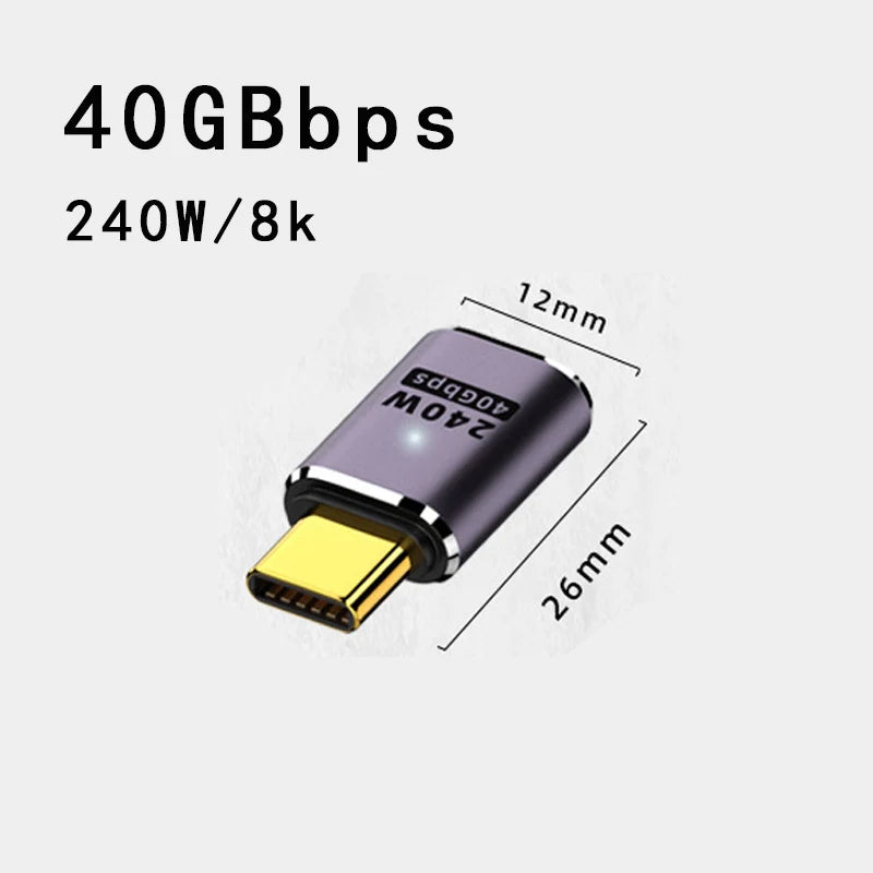 USB4.0 40Gbps U-Shape Straight Angle 240W 5A USB C to Type C Fast Charging Converter USB C Data Adapter For Macbook 8K60HZ