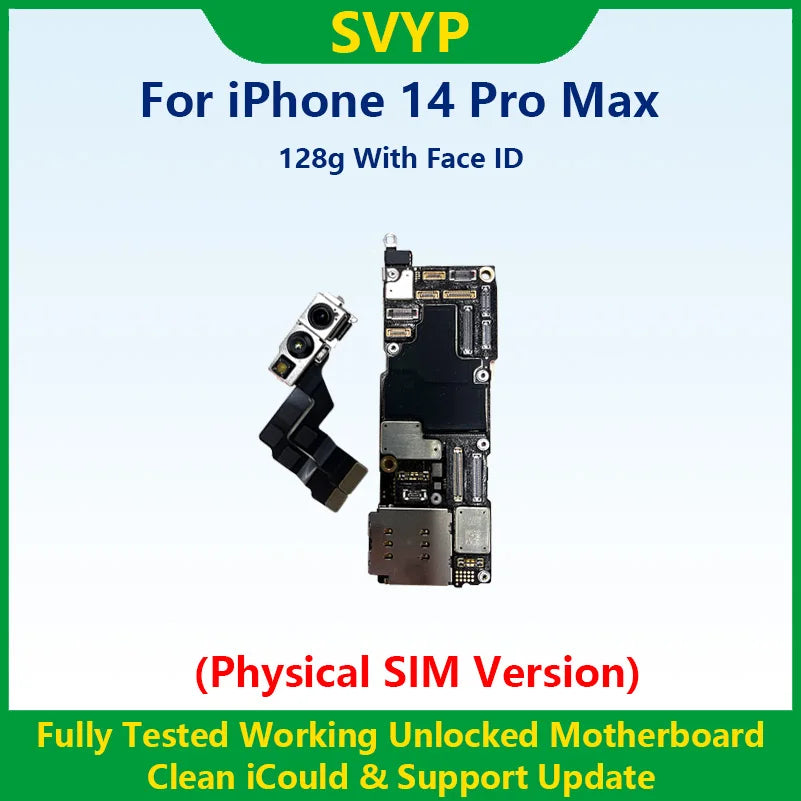 Fully Tested Authentic Mainboard For iPhone 14 Pro Max Unlocked Motherboard With Face ID Cleaned iCloud Physics SIM Version