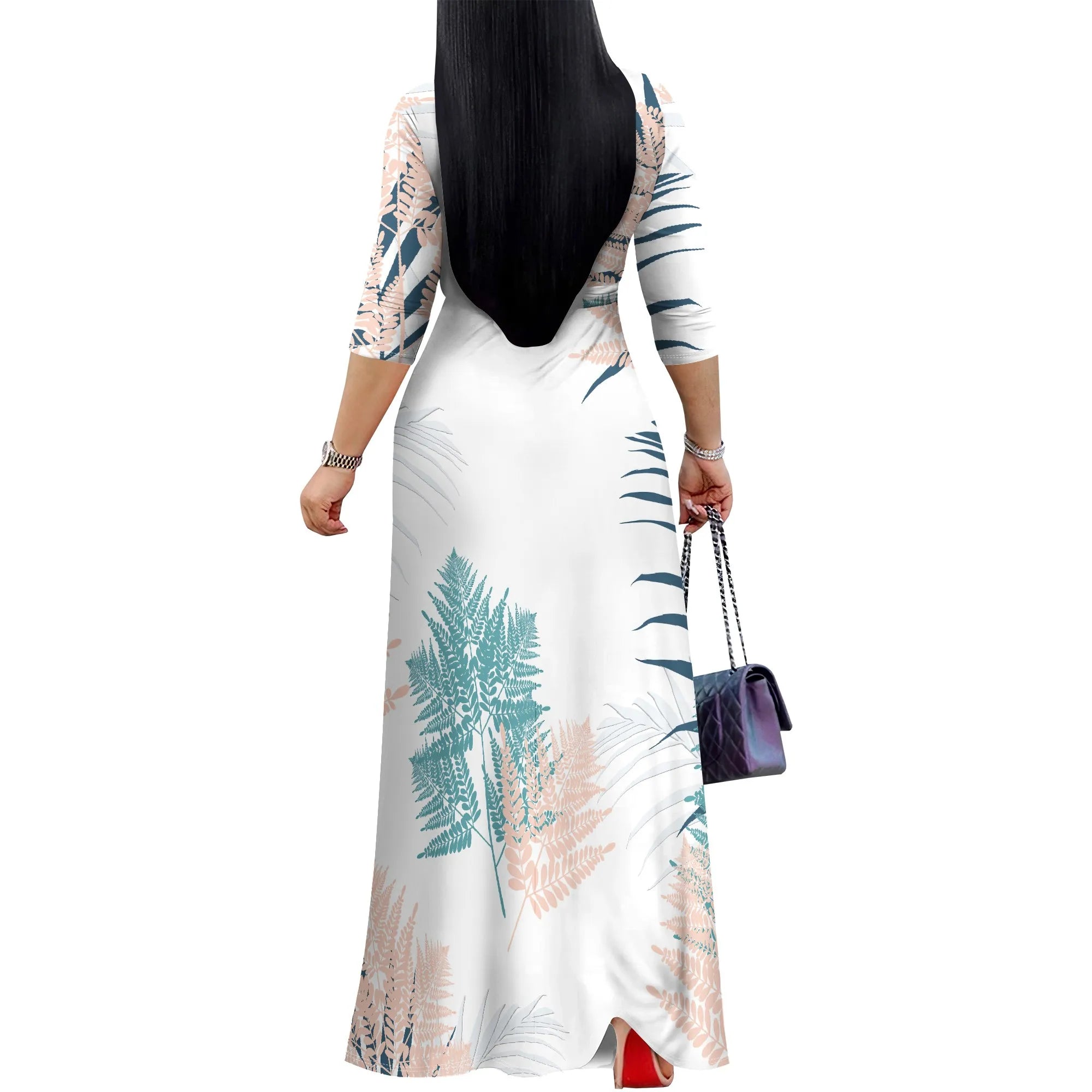 Pullover Sexy V Neck Short Sleeve Loose Long Dress for Women Fashion Printed Summer Beach Party Casual Maxi Dresses