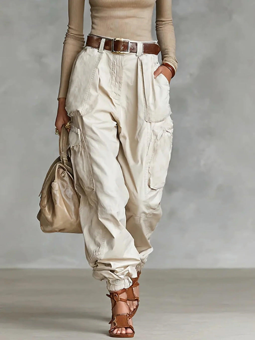 Pantalones De Mujer New High Waist Pocket Solid Color Overalls Women's Summer New Loose Casual Vacation Outdoor Sports Overalls