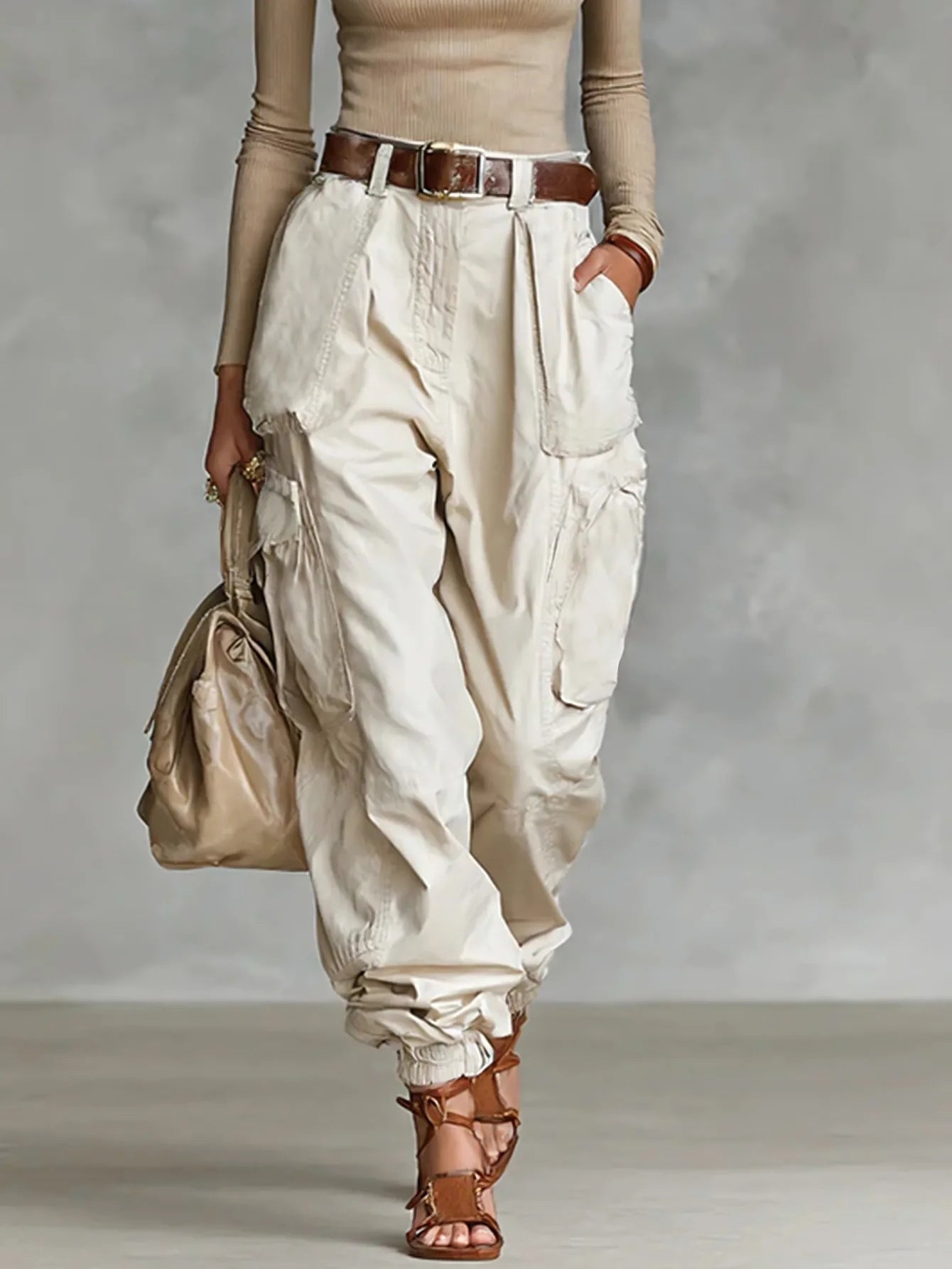 Pantalones De Mujer New High Waist Pocket Solid Color Overalls Women's Summer New Loose Casual Vacation Outdoor Sports Overalls