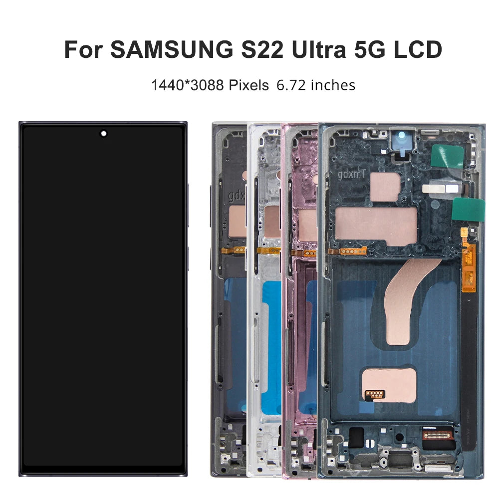 For Samsung S22 Ultra Tested For S22Ultra S908 S908B S908U S908W S908E LCD Display Touch Screen Digitizer Assembly Replacement