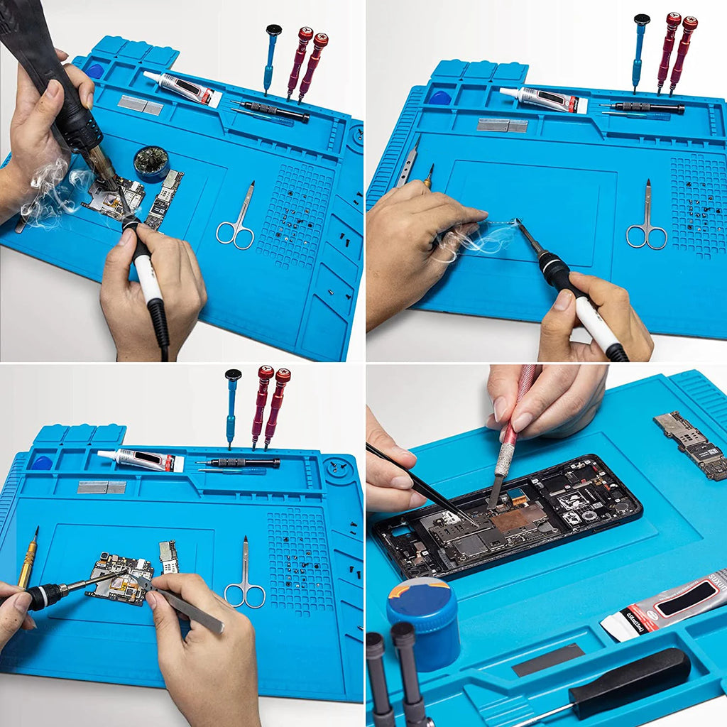 Magnetic Mat Silicone Repair Mat Circuit Board Soldering Pad Heat Resistant 932°F Anti-Static for ESD Iron Phone Repair