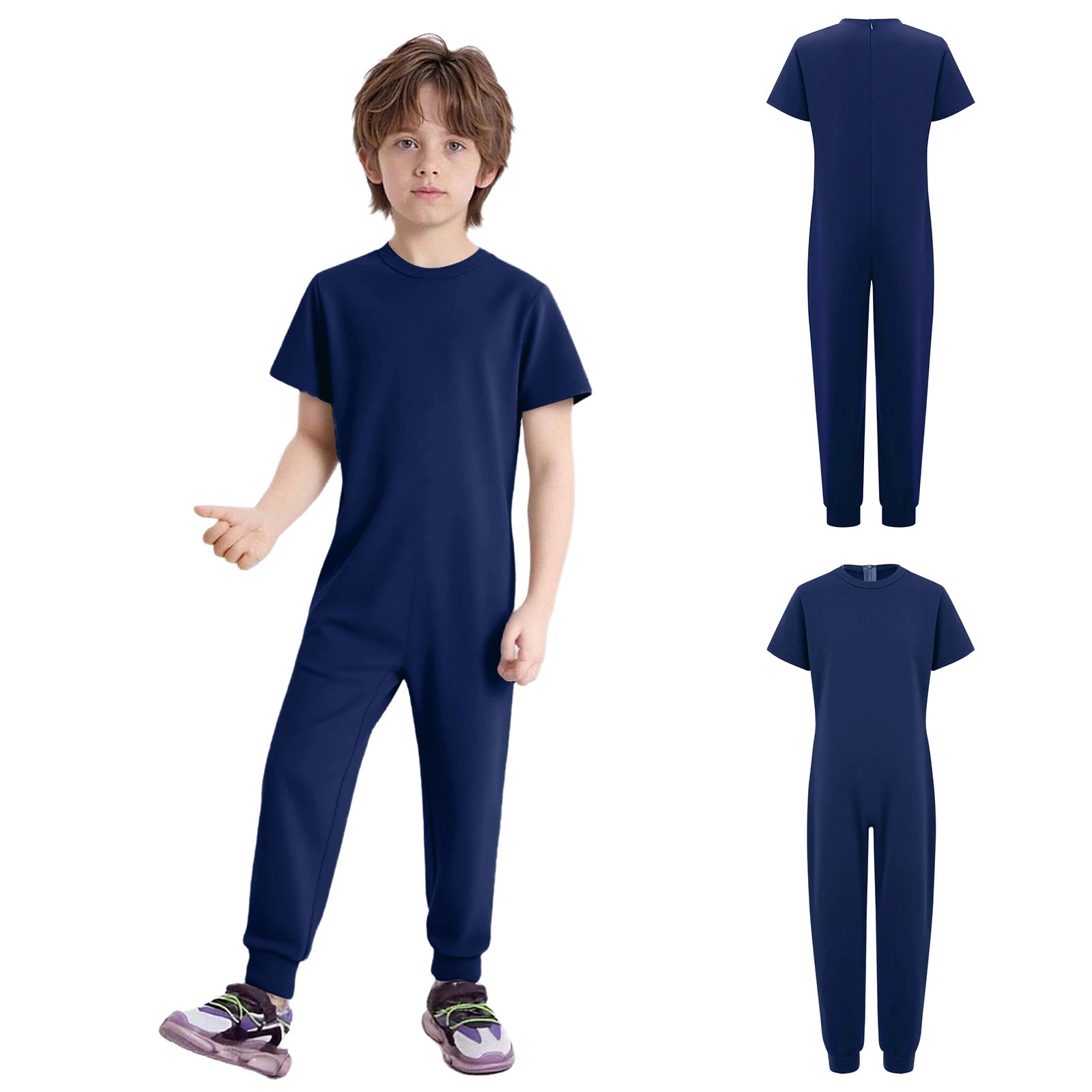 Children Anti-Strip Jumpsuit Kids Special Needs Adaptive Clothing Cotton Rompers Zipper One Piece Jumpsuit for Wearing All Day