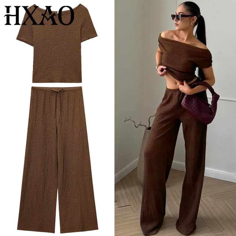 Pant Sets Linen Summer Women's Suit Korea New Two-Piece Elegant Female Sets Women's Corset Crop Top Street Wear Casual Women Set