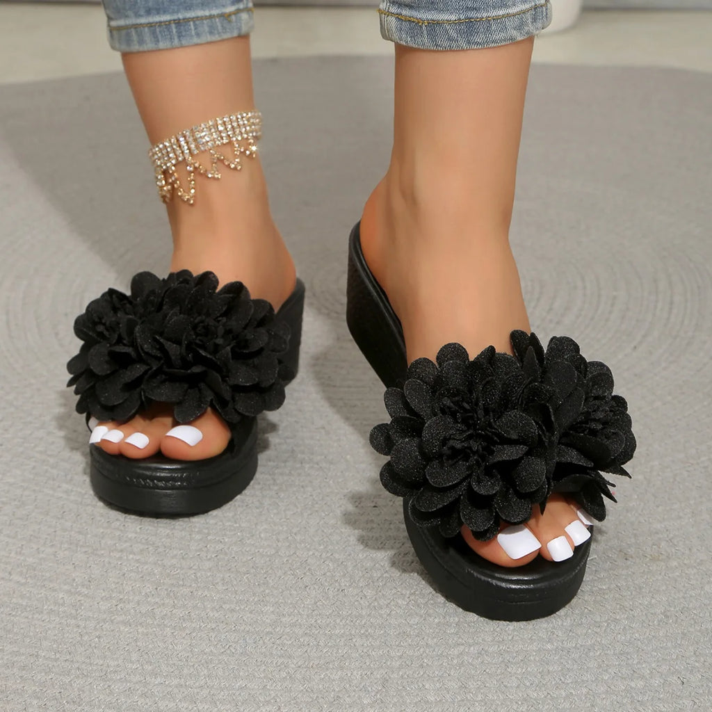Summer Women Sandals Lightweight Slip on Shoes Women Platform Female Sandals Fashion Flower Hollow Wedge Beach Shoes for Women