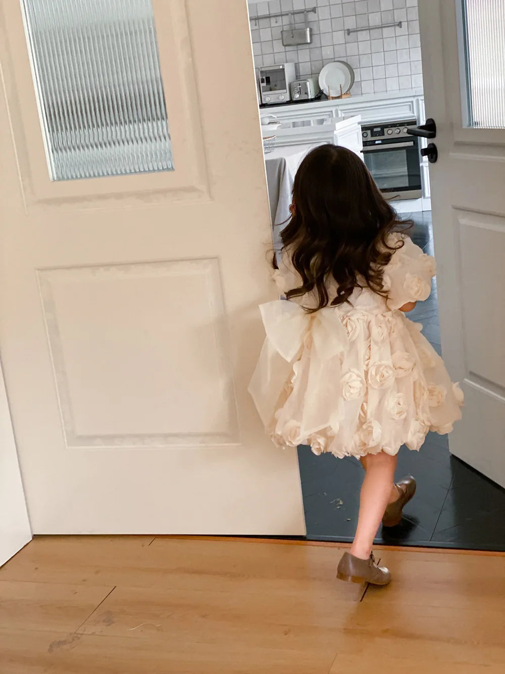 HoneyCherry Spring Summer Girls Short Sleeve Floral Princess Dresses Girl Baby Dresses Children's Birthday Dresses