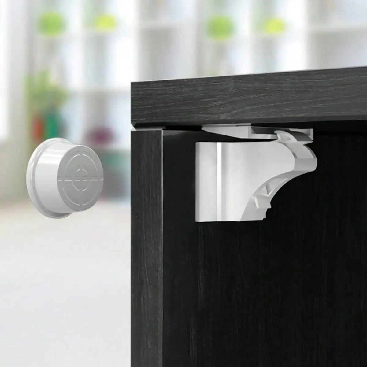 1 piece of non perforated magnetic cabinet lock is easy to install in seconds without the need for screws or drilling