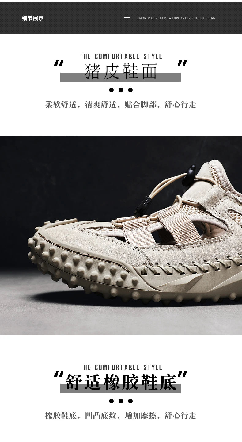 Summer Men Sandals Genuine Leather Mens Casual Shoes Outdoor Men Leather Sandals for Men Beach Shoes Roman mens Shoes