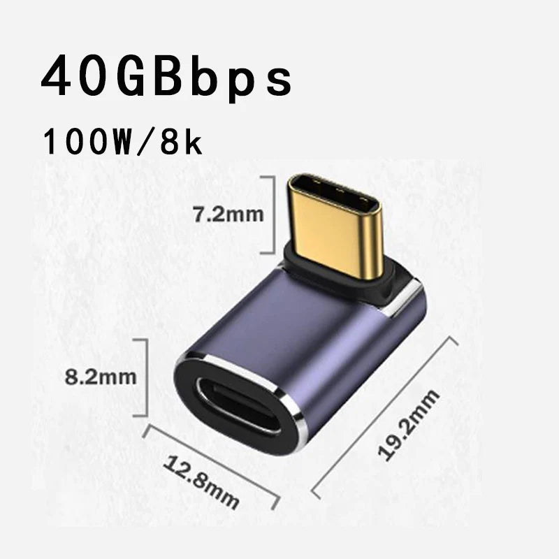 USB4.0 40Gbps U-Shape Straight Angle 240W 5A USB C to Type C Fast Charging Converter USB C Data Adapter For Macbook 8K60HZ